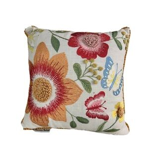 Thomas Kinkade Multicolor Floral Embroidered Pillow